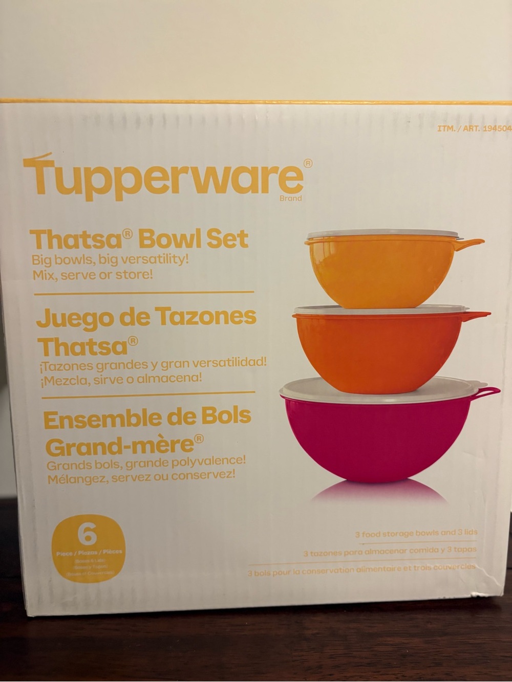 Tupperware Thatsa Bowl Set — Orange, Red-Orange, Pink